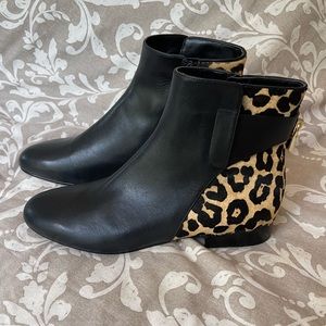 Michael Kors Black and Leopard Ankle Boots